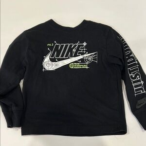 Nike Kids Black Long Sleeve Tee with Graphic Design